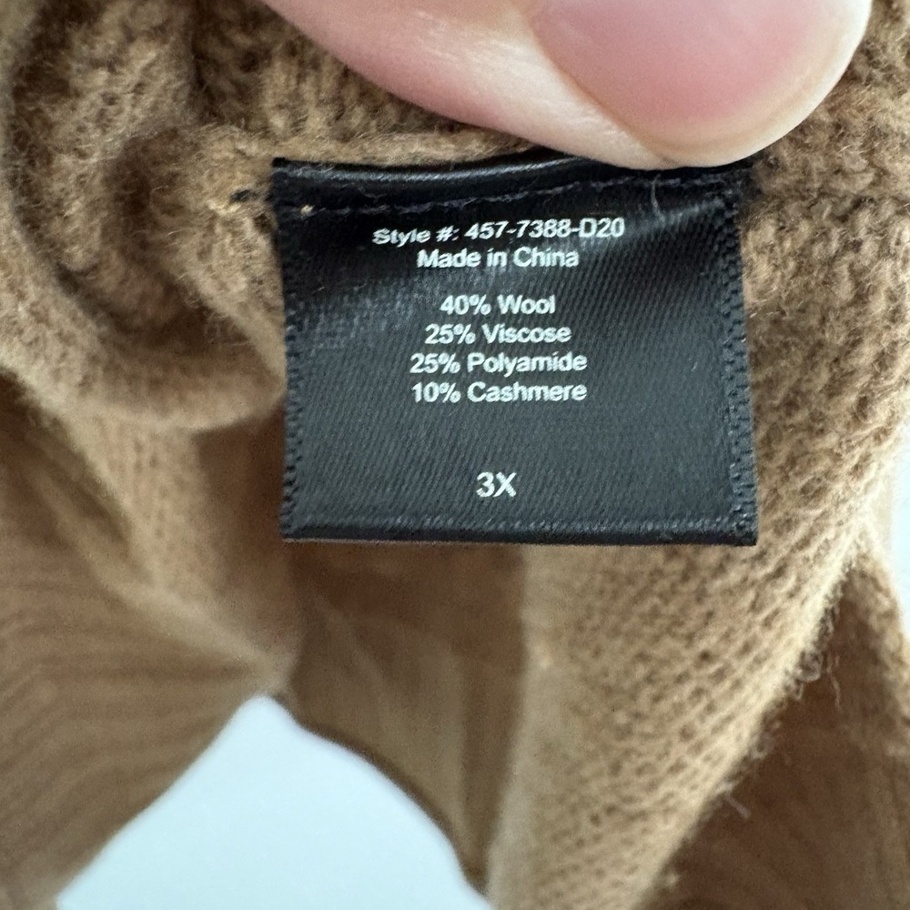 Jenni Kayne Everyday Oversized Wool & Cashmere Blend Sweater In Dark Camel Sz3X - Picture 8 of 9